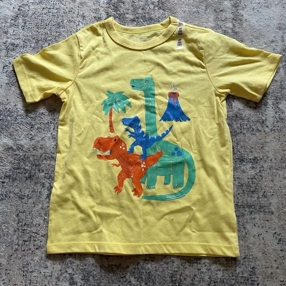 The Children’s Place Dinosaur Short‎ Sleeve Shirt 4T Yellow